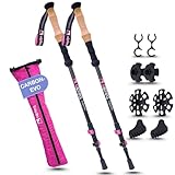 Alpteq® Bâtons de randonnée télescopiques en Carbone - Bâtons de Trekking Ultra légers en Fibre de Carbone et Aluminium pour Femmes, Hommes et Enfants - Réglable de 65 à 135 cm - Bâtons de Marche