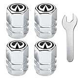 Munyday Tapones de vástago de válvula de neumático de coche para Infiniti, 4 tapas de aire, a prueba de polvo, con sello de goma O, diseño hexagonal, universal para coches, SUV, bicicleta, camiones y