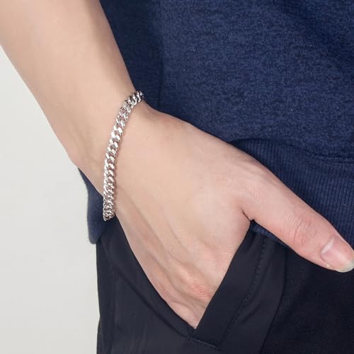 Italian Sterling Silver Cuban Link Chain Bracelet Men 3MM 4MM 5MM 6.3 "6.7" 7 "7.5" 8 "8.5" 9 "Solid 925 Silver Bangle For Woman Cuff Jewelry Gift2
