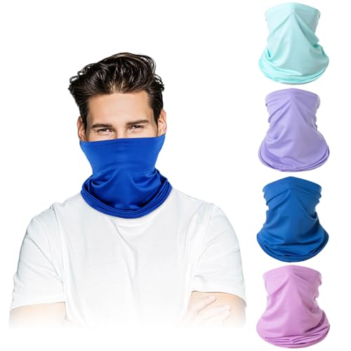 Image of 4 Pack Neck Gaiter Face Mask : Balaclava Mask & Bandana Headband for Men Women