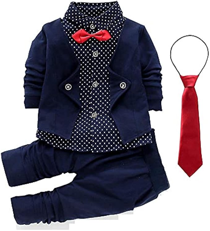 HZXVic 2pcs Baby Boy Dress Clothes Toddler Outfits Infant Tuxedo Formal Suits for Kids Long Sleeve Shirt + Pants Set