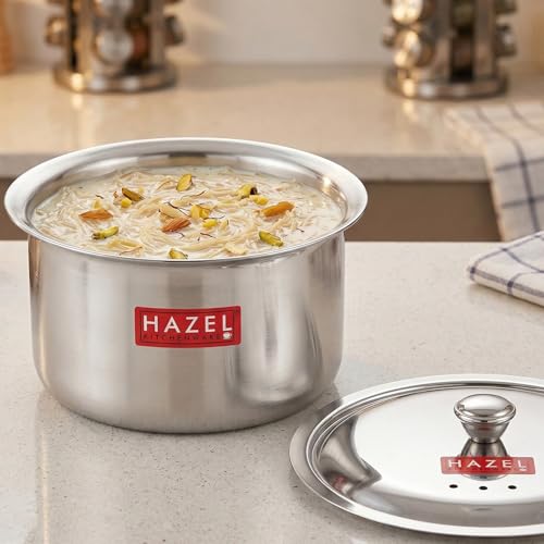 HAZEL Stainless Steel Patila with Lid Cooking Vessel, 2000ml | Mirror Finish Cooking Pot | Durable Induction & Gas Compatible Bhagona/Tope for... - Image 5