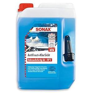 Sonax AntiFrost&KlarSicht gebruiksklaar tot -20 °C (5 liter) is een snelle, streepvrije en effectieve ruitenreiniger voor de winter, art.nr. 03325000