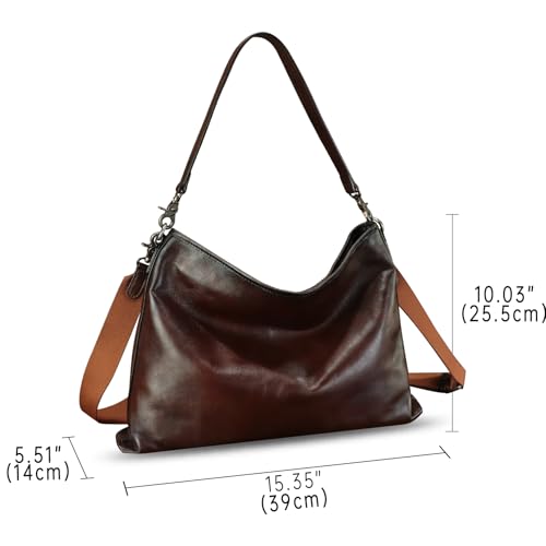 Image of Genuine Leather Hobo Bag for Women Tote Bag Vintage Handmade Shoulder Bag Crossbody Satchel Purses Pouch
