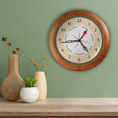 Dayclocks CM CONTEMPORARY MAPLE Time & Week-Day Wall Clock With Transparent Frame Ring – Weekly Clock With Days, Hours & Minutes - Ideal Retirement Gift For Men & Women, Maple Accent Frame thumb #2