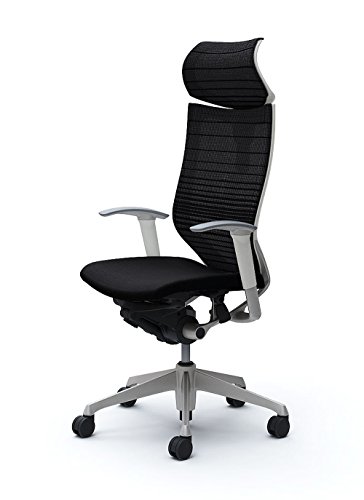 オカムラ オフィスチェア バロン 可動ヘッドレスト 可動肘 座クッション ブラック CP81DW-FGR1