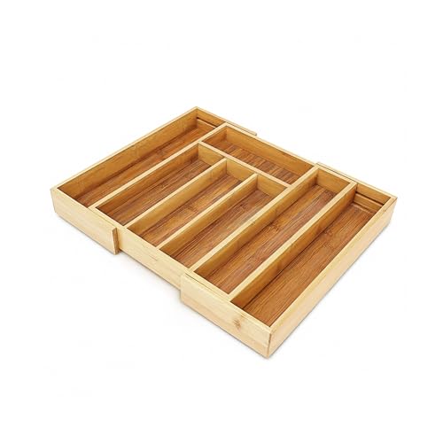 Range-couvert extensible Relaxdays en bambou naturel pour tiroir cuisine - 7