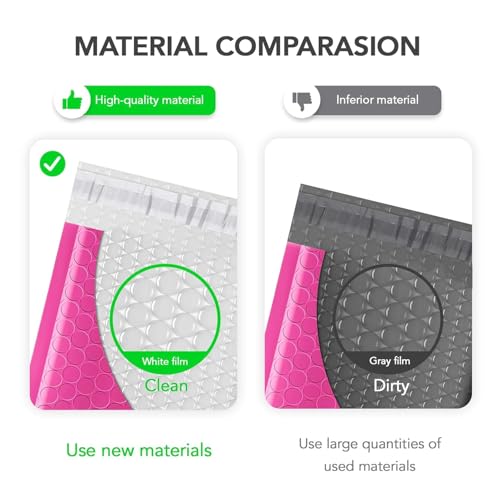 Image of Fuxury Hot Pink Bubble Mailers 10.5x16 Inch 250 Pack, Self Seal Adhesive Waterproof Padded Envelopes, Cushioning Shipping Bags, Padded Mailers for Mailing, Packaging, Small Business Supplies, #5