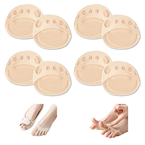 Image of 4 Pairs Ball of Foot Cushions for Women High Heels - Reusable Metatarsal Pads for Pain Relief - Invisible Honeycomb Fabric Forefoot Cushions - Soft Toe Pads for Heels