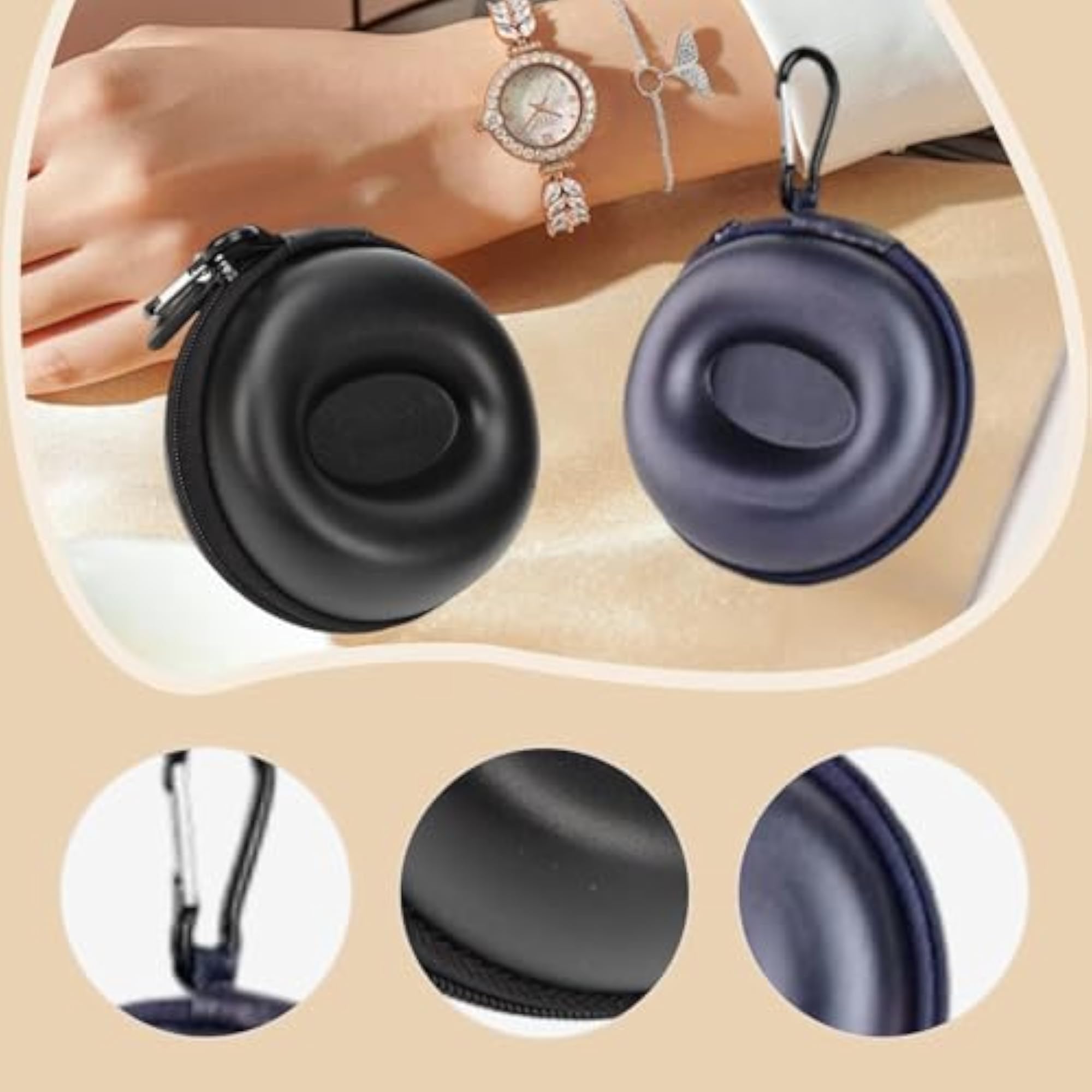 Single Watch Storage Box, Shockproof PU Leather Travel Case, Black
