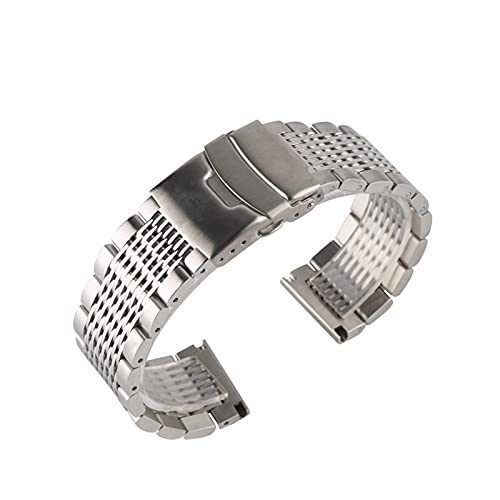 Bracelet montre 22mm résistant acier inoxydable noir argent pour remplacer un bracelet usé