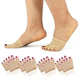 Soxbang 4 Pairs Women Half Sock Peep Toe footies Heeless Forefoot Topper Socks No Show (Beige)