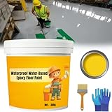 Waterproof Water-Based Epoxy Floor Paint - Water-Based Garage Floor Paint Epoxy Floor Paint, Quick-Dry Anti-Slip Water-Based Floor Paint For Interior & Exterior (Lemon)