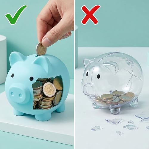 Blaues Sparschwein,Plastikspardose,Mit Praktischem Münzeinwurf, Ideal Für Finanzielle Organisation Und Sparziele, Robuste Konstruktion,Blaues Sparschwein für Erwachsene(S)