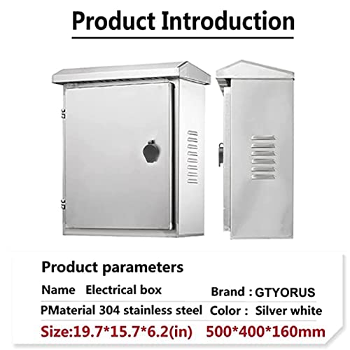 Gtyorus Stainless Steel Electrical Box Enclosure - Outdoor Metal Junction Box- Ip65 Waterproof Wall-Mounted Project Box With Lock, Cover And Mounting (19.7'' X 15.8'' X 6.3'') #TOP4
