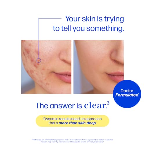 Image of Clear Skin Supplement with Zinc, DIM & Probiotics | Doctor-Formulated | 3-in-1 Hormone, Gut & Complexion Support | Triple Action Hyaluronic Acid & Vitamins for Skin Balance & Glow Support | 120 Ct