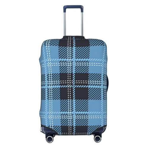 Tartan-In-White-Blue-Colors (2) Luggage Cover, Protective Washable Suitcase Cover - Travel Fashion Elastic Suitcase Protector X-Large