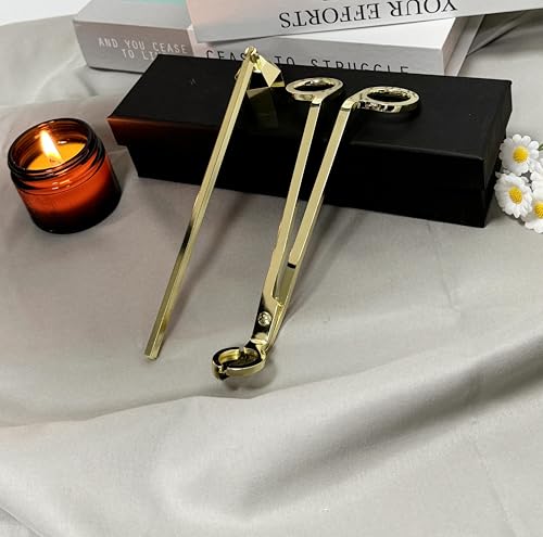 Candle Accessory Set Wick Trimmer Cutter Accessories Candle Kit Snuffer Wick Dipper Care Kit Dipper Extinguisher Lover Stainless Steel Care Wick Scissor Candle Gift Set For Candle Lovers (Gold)