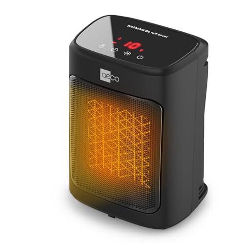 aeco EcoHeat Core 2000W Heizlüfter Energiesparend klein LED Touch ECO-Modus leise Mini Heater 24 Std. Timer 2 Heizstufen PTC Keramik Digitaler Thermostat Elektroheizung Überhitzungs- & Kippschutz