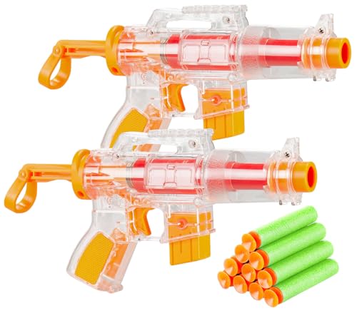 Playtastic Spielzeugblaster: 2er-Set Spielzeugpistolen mit 10 Schaumstoff-Geschossen (Kunststoff Spielzeug Pistole, Dartblaster, Wasserpistole)