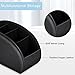 Fintie Remote Control Holder, 5 Compartments Vegan Leather TV Remoter Caddy Desktop Organizer Makeup Brush Holder Storage Fits TV Remotes, Media Controllers, Office Supplies(Black)