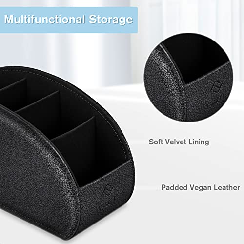 Image of FINTIE Remote Control Holder with 6 Compartments Vegan Leather