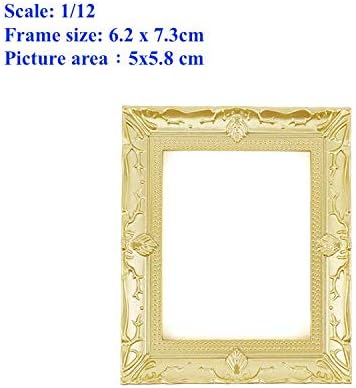 Miniatura 2 de 112 Escala casa de muñecas en miniatura decoración de pared marco de fotos marco dorado 3 marcos