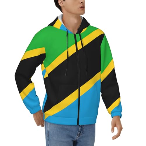 Sweat zippé homme EdWal résistant au froid motif Tanzanie casual