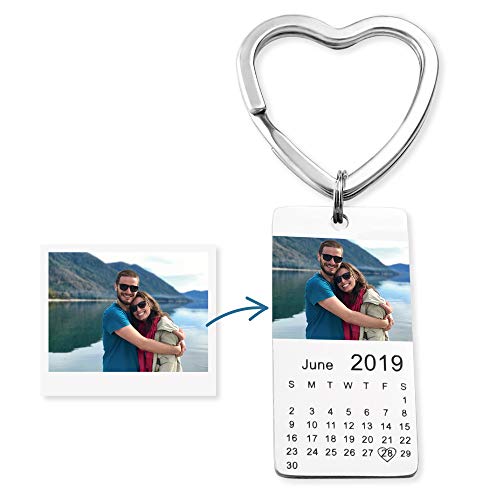 Duroon Schlüsselanhänger mit Foto und Gravur, Anhänger Personalisiert aus Edelstahl Geschenke für Frauen Jahrestage oder Hochzeitstag Cover