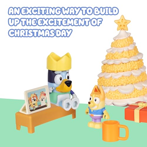 Image of Bluey Mini Figures Christmas Swim Advent Calendar, 24-Day Christmas Calendar Countdown with 3 Festive Stickers, Advent Calendars for Ages 3+