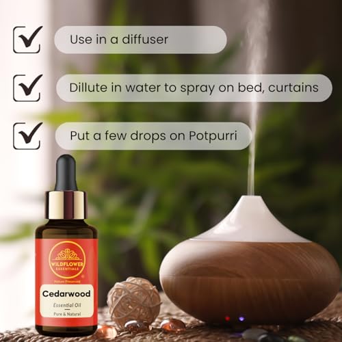 Image of Cedarwood Essential Oil for Hair Skin & Diffuser - Cedarwood Oil for Hair Aromatherapy, DIY Soap Making Scents 30ml (1 oz)