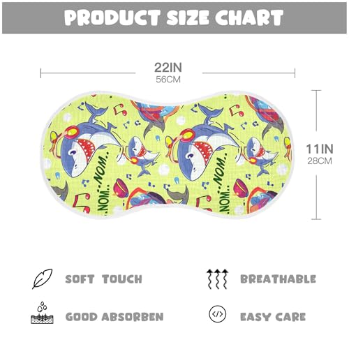xigua Cartoon Sharks Baby Burp Cloths for Newborn Boys and Girls 1 Pack, Soft & Absorbent Cotton Baby Burp Cloth, Baby Washcloths, Newborn Towel, Burp Rags4