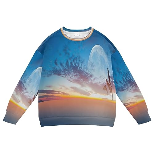 Jumping Dolphins Sea Boy Girl Sweatshirt Toddler Crewneck Pullover Sweater Long Sleeve Fall Winter Clothes