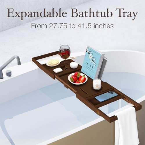 Bambusi-Bathtub-Tray-for-Tub-Brown-Bamboo-Bath-Tray-Expandable-Wooden-Bath-Caddy-Tray-with-Wine-Holder-Book-and-Tablet-Stand-Bathroom-Accessories-Tub-Table-Spa-Bath-Gifts-for-Women-and-Couples