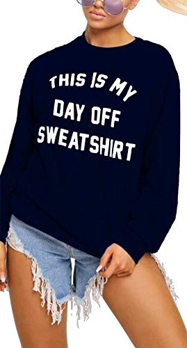 Image of MIXLOT New Ladies Sexy Designer “This is My Day Off Sweatshirt” Slogan Jumper Sweated Top (Navy, 8-10)