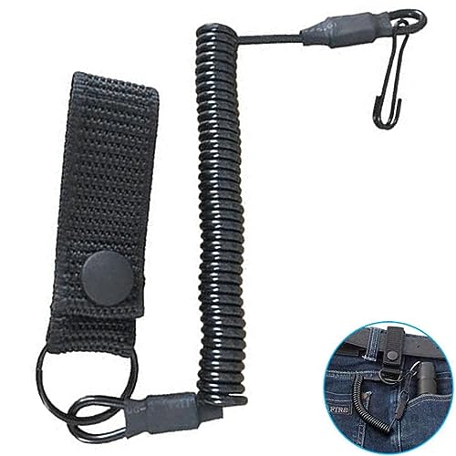 Paracord Tactical Lanyard, Rsg Halterung Polizei, Spiral Schlüsselanhänger Sicherungsseil, Elastisches sicherungsseil, Camping Nylon Anti-Lost-Lanyard, Spiralkabel Tauchen für Angeln, Wandern,Jagen
