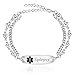 Oneress Medical Alert Epilepsy Bracelet | Fashion Double Chain Waterproof Wristband | Stainless Steel Heart Chain Emergency Alert Bracelets | 7.5