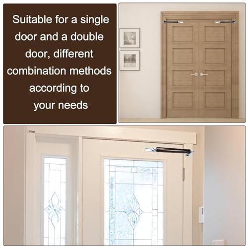 2 Sets Aluminum Screen Door Closer Heavy Duty Pneumatic Storm Door Closer Bracket Kit Compatible with Andersen/Emco/Larson Storm Door, Adjust Smooth Closing Speed (Brown)