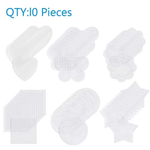 image for Pllieay 60 Pieces Mesh Plastic Canvas Kit Including 6 Shapes 3 Inch Cl