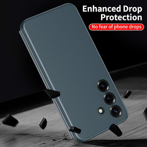Fenêtre transparente Galaxy A17 étui en cuir de luxe vert coque mince antichoc haut de gamme