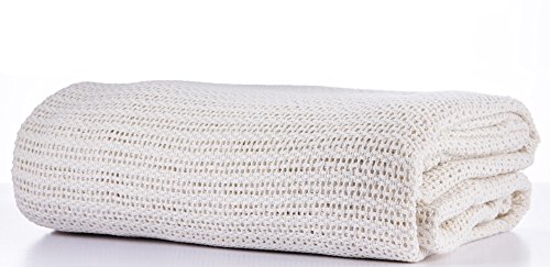 Snugglemore 100% Cotton Cellular Blanket with plain hemmed finish (Cream, King 260cm x 230cm)