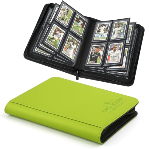 CARDBINDER Toploader Binder, 4 Pocket Trading Card Binder Holds 128 Top Loaders, Premium Zipper Card Storage Case with Double-Sided Pockets for 3x4'' Toploaders, TCG, MTG, Sports Cards.(grass green)