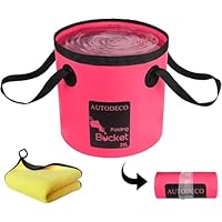 AUTODECO Collapsible Bucket 5 Gallon Container Folding Water Bucket Portable Wash Basin for Camping Fishing Travelling Outdoor Gardening Pink 1Pcs 20L