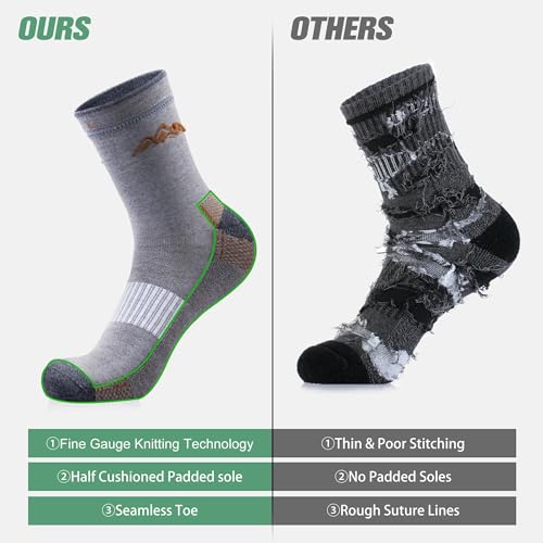 innotree Merino Wool Hiking Socks for Men & Women 3-Pack | Trail Anti-Blister Micro-Crew, Cushioned & Breathable for Outdoor2