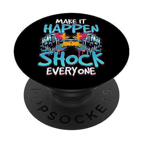 Make It Happen Shock Everyone Color Splash Dumbbell Product PopSockets Swappable PopGrip, Black