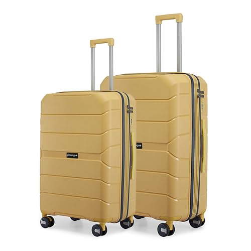 Image of Provogue Cascade Hard-Sided PP Trolley Bag Set of 2 | Expandable Space with 8 Wheels Trolley Bags for Travel | Lightweight with Combination Lock | 5 Year Warranty (Golden Yellow)