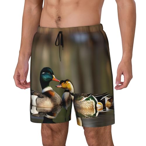 Mallard Ducks Built-in Compression Lining Men's Double Swim Trunks Shorts Beach Shorts with Two Pockets2