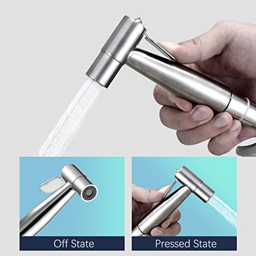 ECVV Stainless Steel Handheld Bidet Sprayer for Toilet Cloth Bathroom Diaper Self Cleaning Shattaf Set with adjustable water Pressure Control