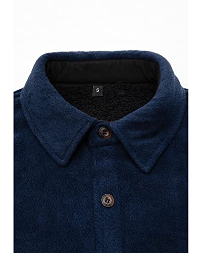 Image of Lisskolo Men's Warm Sherpa Flannel Shirt Jacket Heavy Fleece Lined Plaid Button Up Jackets
