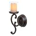 Candle Impressions Flameless LED Candle Wall Sconce - Rubbed Bronze Swirl Design w/ 5 Hour Timer - Single